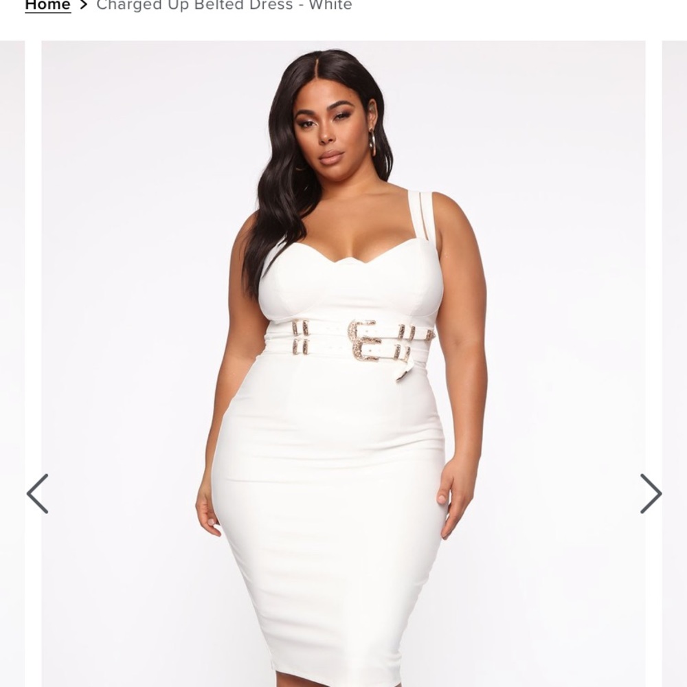 Belted white dress